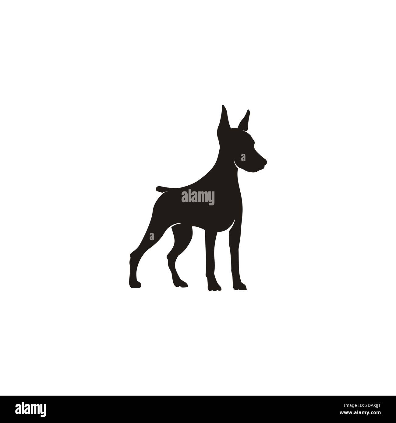 Silhouette des stehenden Dobermann Pinscher Hundes passend für Ihr Logo Design Stock Vektor