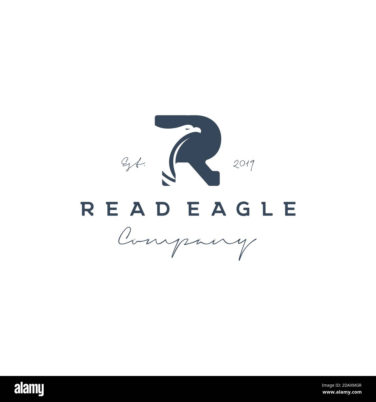 Anfangsbuchstabe R im Vintage-Stil mit Eagle-Logo Stock Vektor