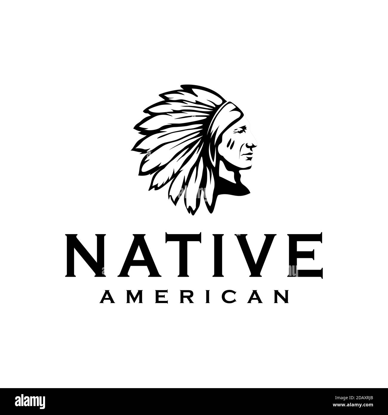 American Native Indian Chief Kopfschmuck Logo Design Illustration Stock Vektor