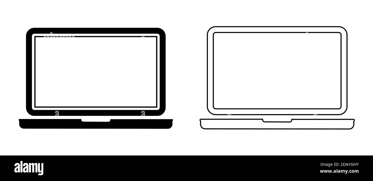 Flacher Laptop-Computer mit großem Display Symbol Vektor Illustration Symbol Stock Vektor