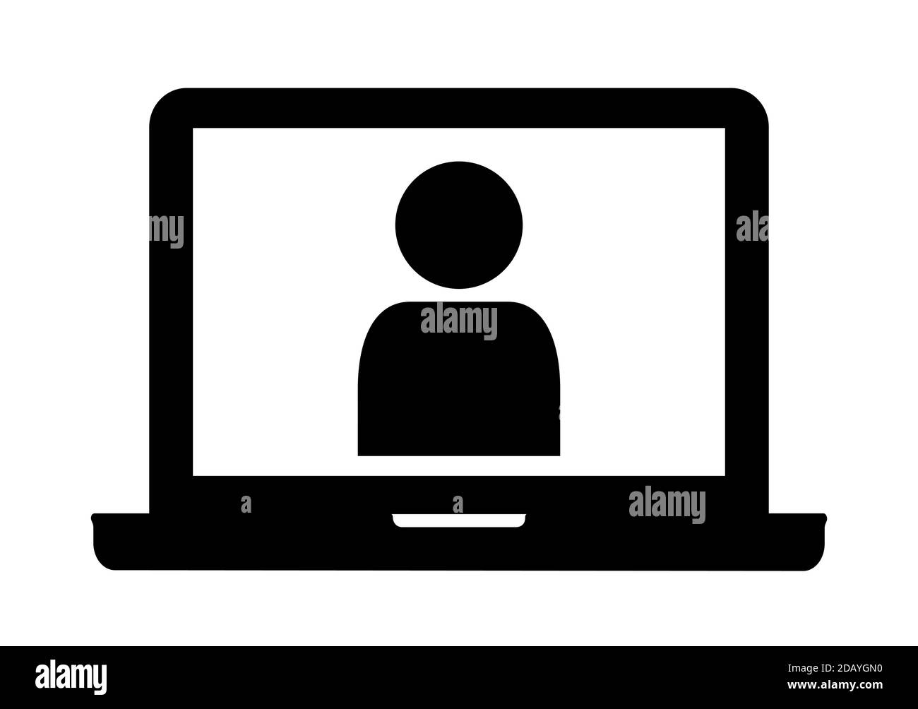 Laptop-Computer mit Person Symbol auf dem Bildschirm Vektor Illustration Symbol Stock Vektor