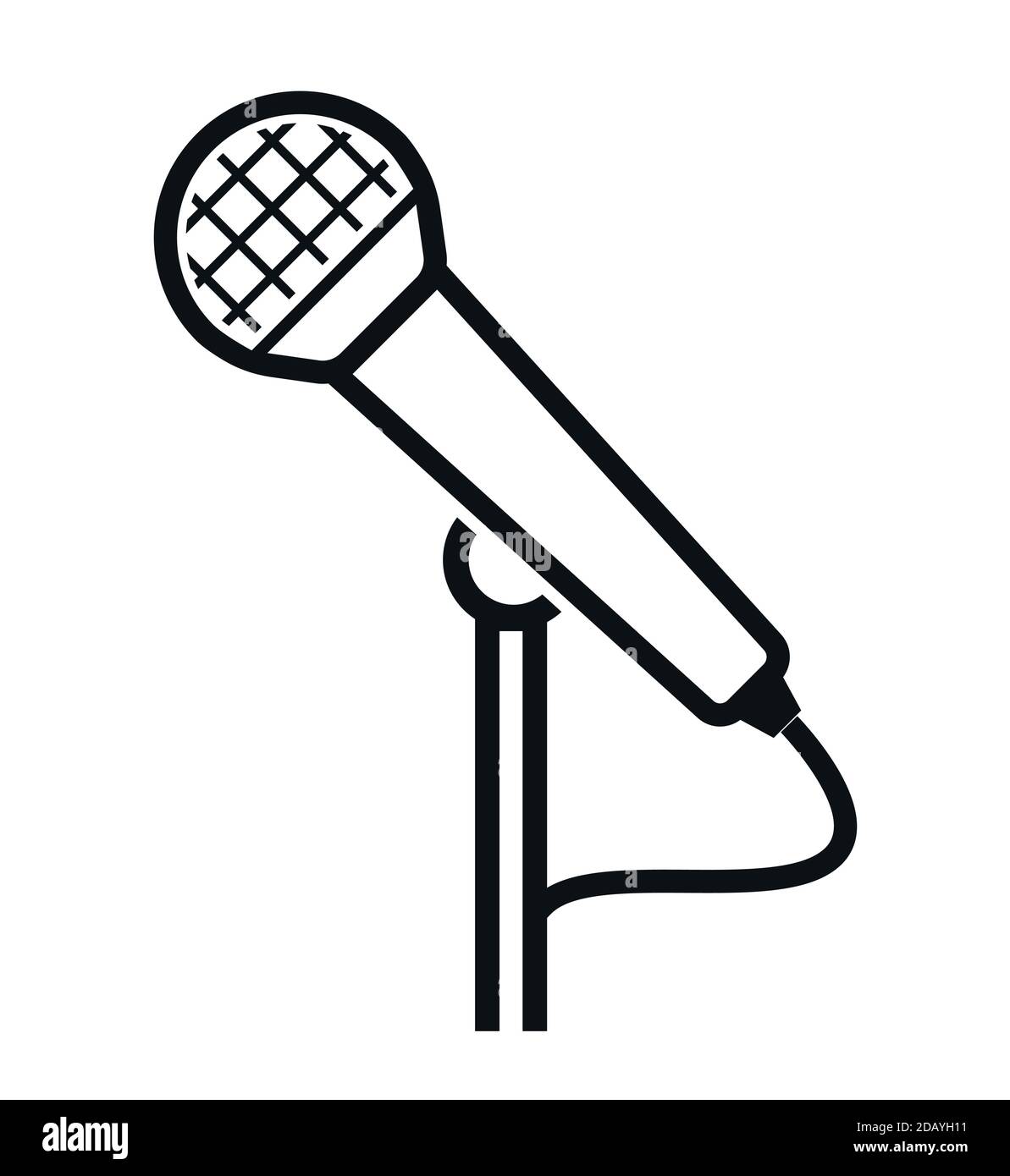 Bühnenmikrofon Radio Audio oder Podcast Logo Vektor Illustration Symbol Stock Vektor