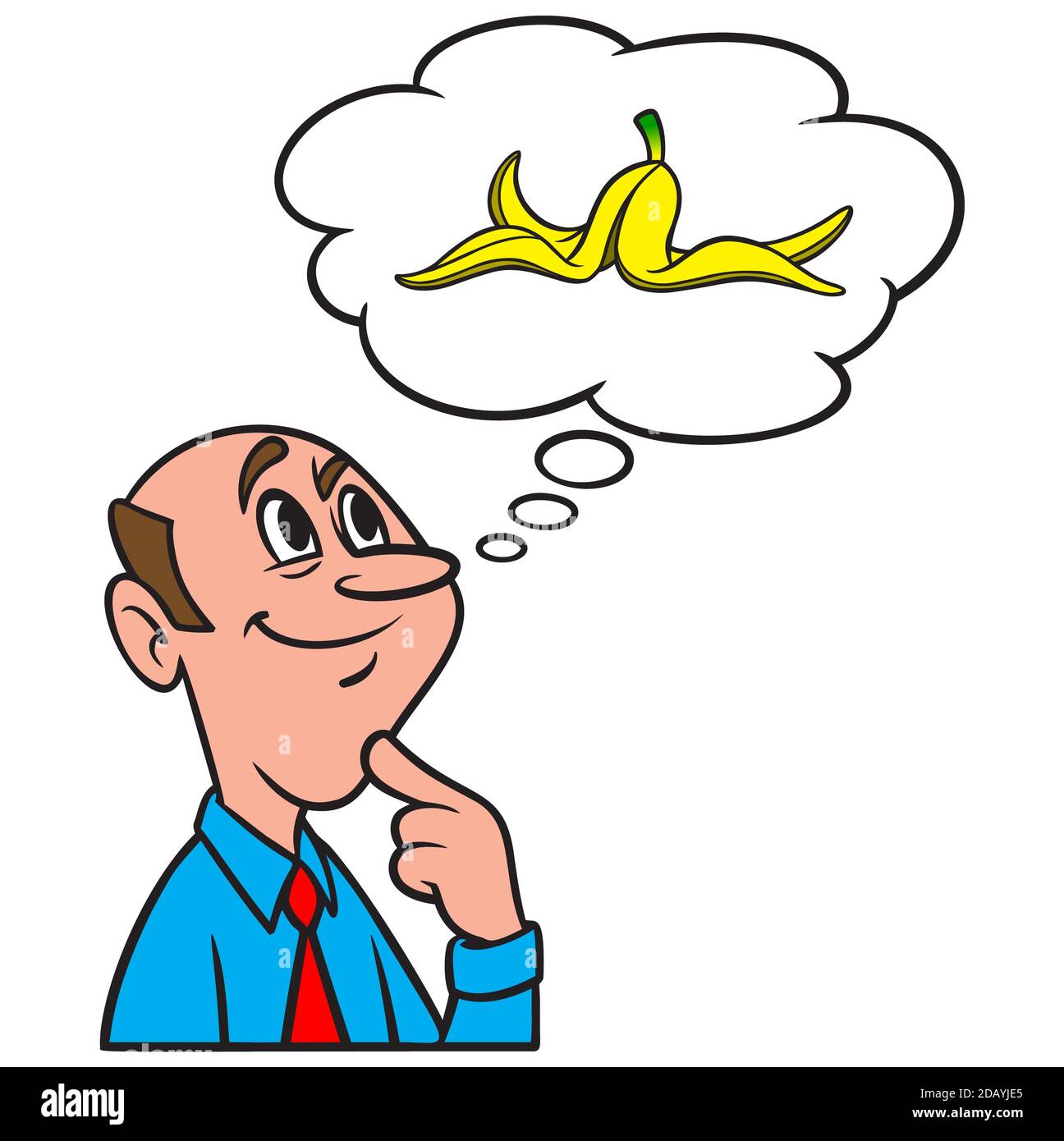 Thinking about a Banana Peel - EINE Cartoon-Illustration eines Mannes, der an ein Banana Peel denkt. Stock Vektor