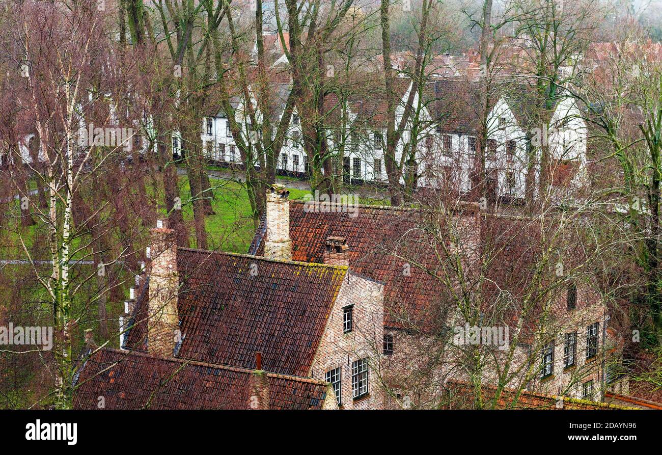 Luftaufnahme der Beginenlage in Brügge, Belgien. Stockfoto