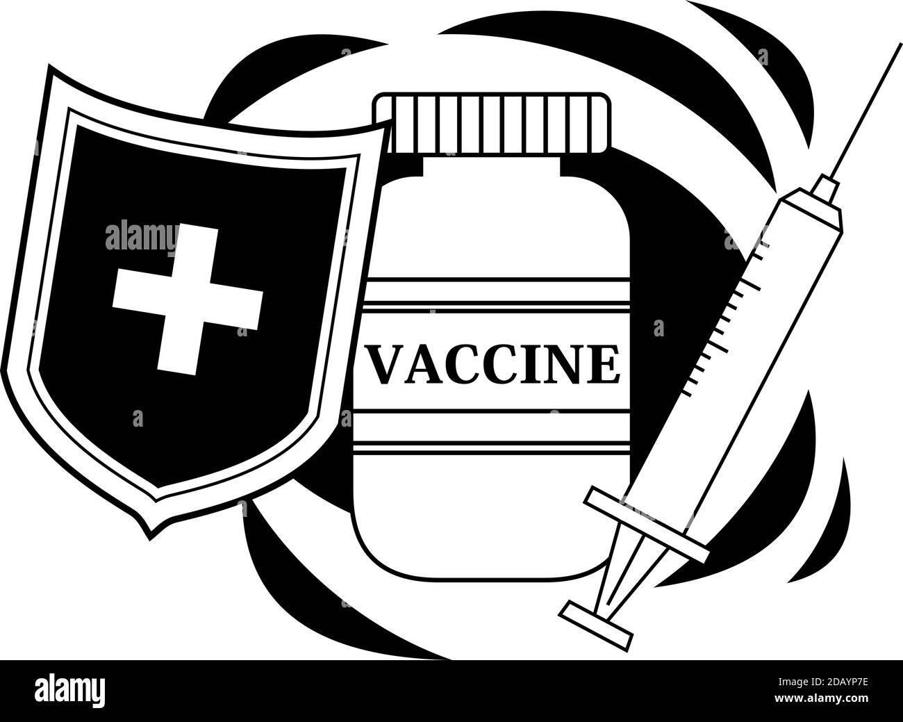 Dies ist eine Illustration von Monochrome niedlichen Virus Präventivimpfstoff Einspritzung Stock Vektor