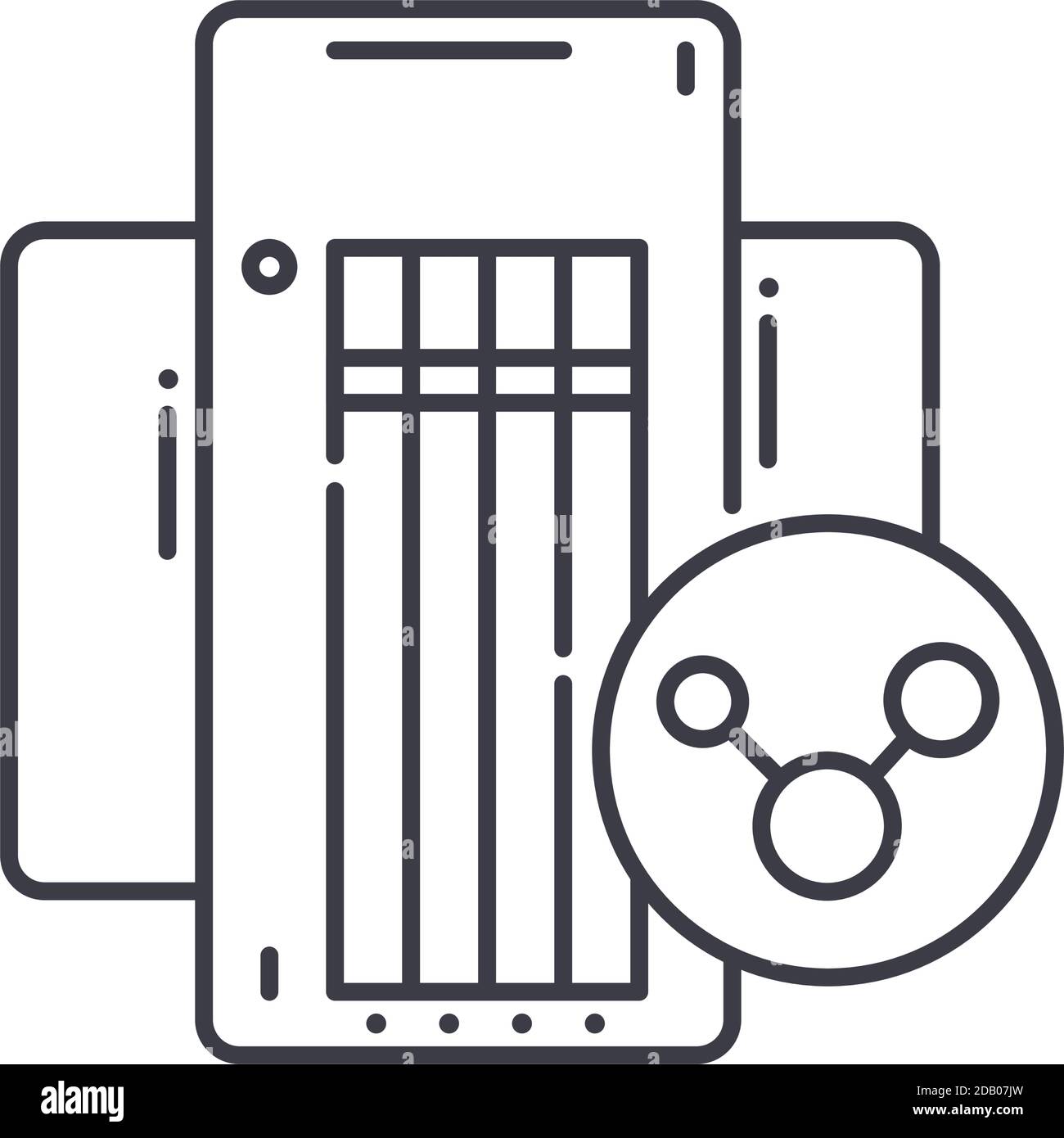 Shared Server Symbol, lineare isolierte Illustration, dünne Linie Vektor, Web-Design-Zeichen, Umriss Konzept Symbol mit editierbaren Kontur auf weißem Hintergrund. Stock Vektor