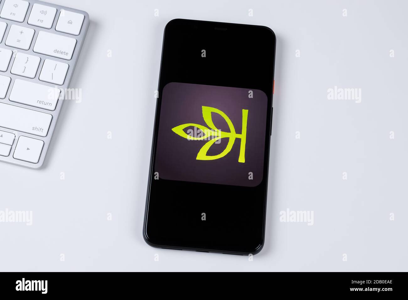 Ancestry App-Logo auf einem Smartphone-Bildschirm. Stockfoto