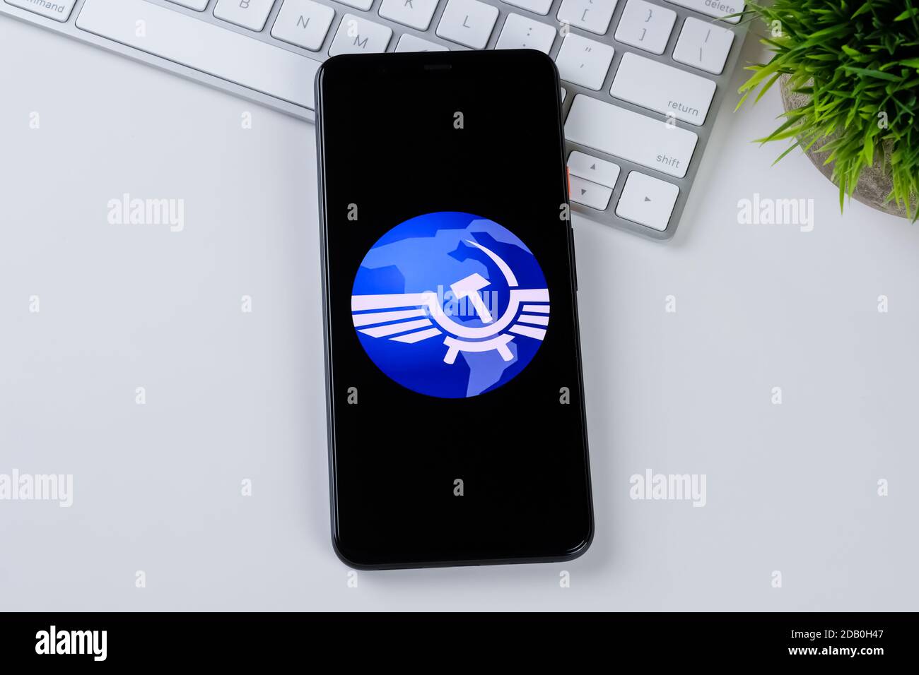 Aeroflot App-Logo auf einem Smartphone-Bildschirm. Stockfoto