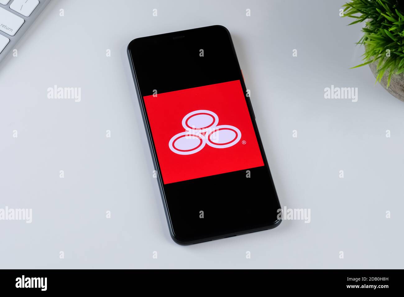 State Farm App-Logo auf einem Smartphone-Bildschirm. Stockfoto