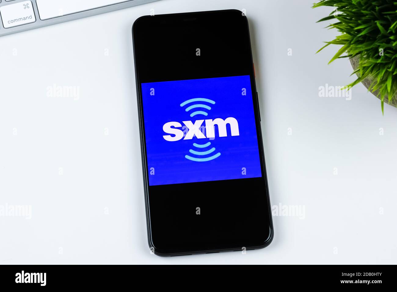 SiriusXM App-Logo auf einem Smartphone-Bildschirm. Stockfoto