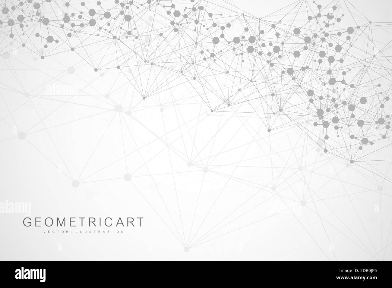 Geometrische abstrakte Hintergrund mit angeschlossenen Leitung und Punkten. Struktur Molekül und Kommunikation. Grosse Daten Visualisierung. Medizin, Technik, Wissenschaft Stock Vektor