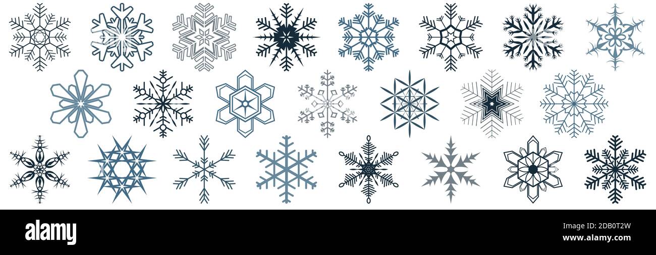 eps10 Vektordatei mit Sammlung von verschiedenen abstrakten Schneeflocken Für Weihnachten und Winterzeit Konzepte Stock Vektor