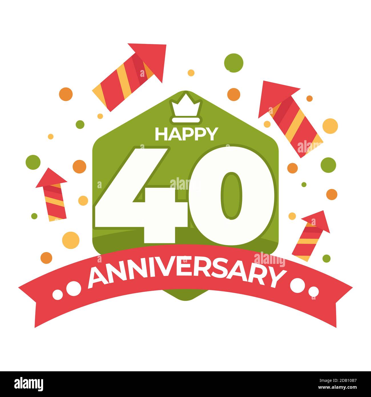 40 Jahrestag isoliert Ikone Geburtstag Feier Feuerwerk Raketen Stock Vektor