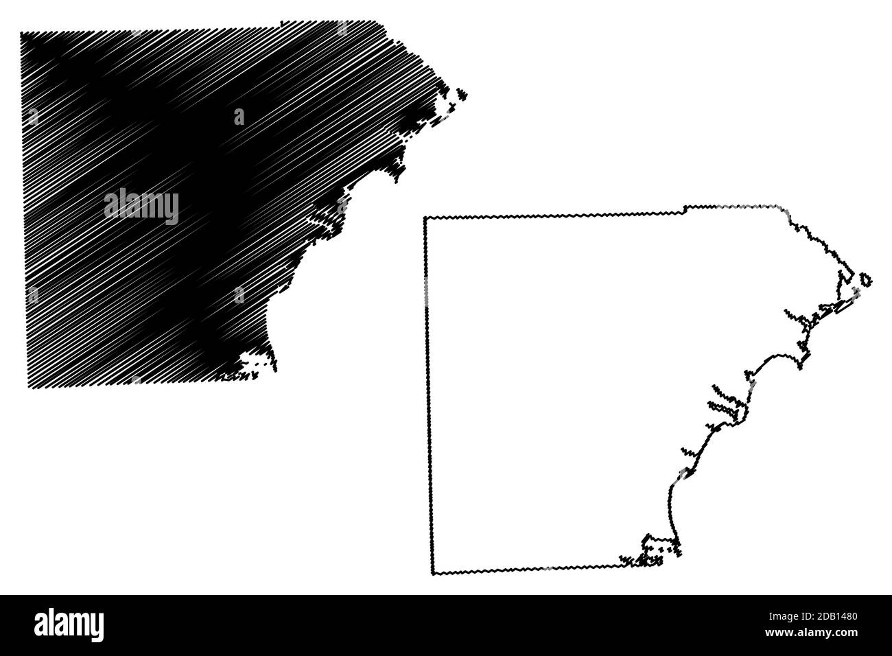 Monroe County, Michigan (US County, Vereinigte Staaten von Amerika, USA, US, US) Karte Vektor Illustration, scribble Skizze Monroe Karte Stock Vektor