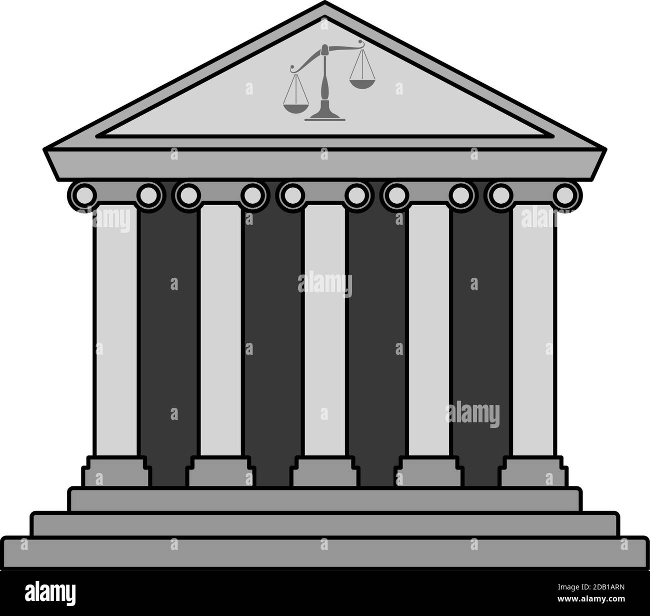 Symbol Für Gerichtsgebäude. Bearbeitbare Kontur Mit Farbfülldesign. Vektorgrafik. Stock Vektor