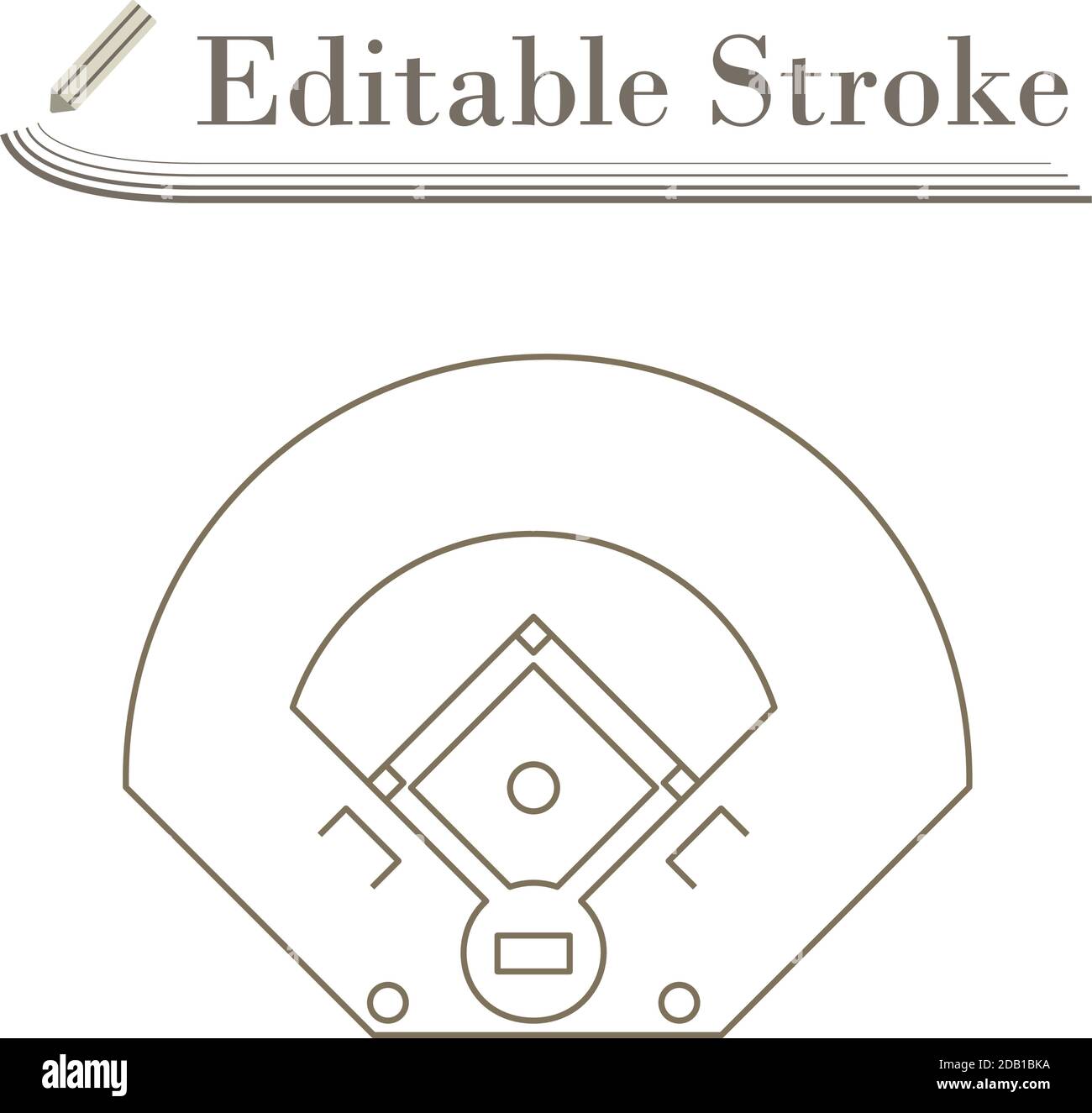 Symbol Für Die Luftansicht Des Baseballfelds. Bearbeitbare Kontur Einfaches Design. Vektorgrafik. Stock Vektor