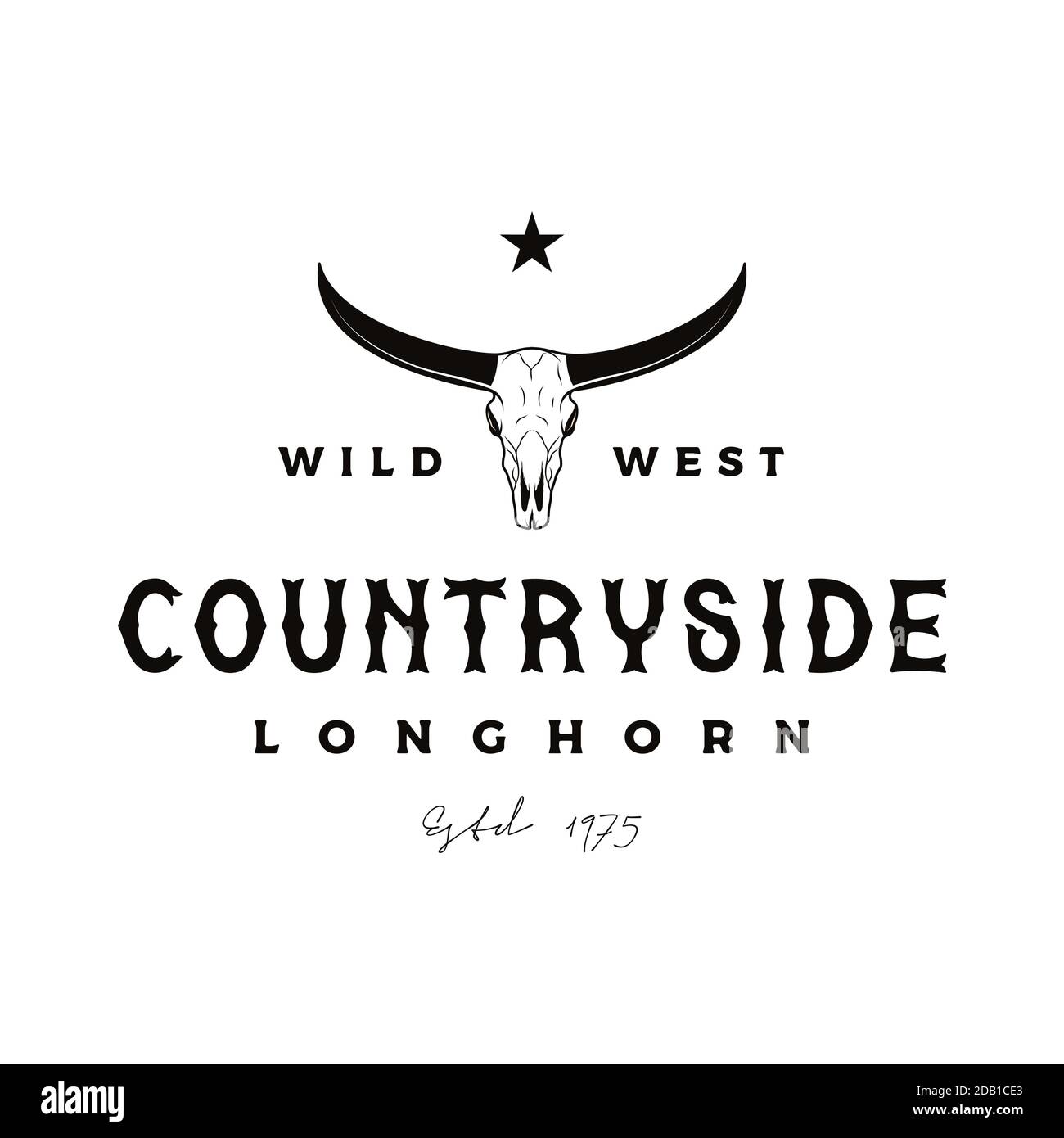 Vintage Retro Texas Longhorn Buffalo Bull Kuh Rinder für Western Farm Ranch Country Logo Design Stock Vektor