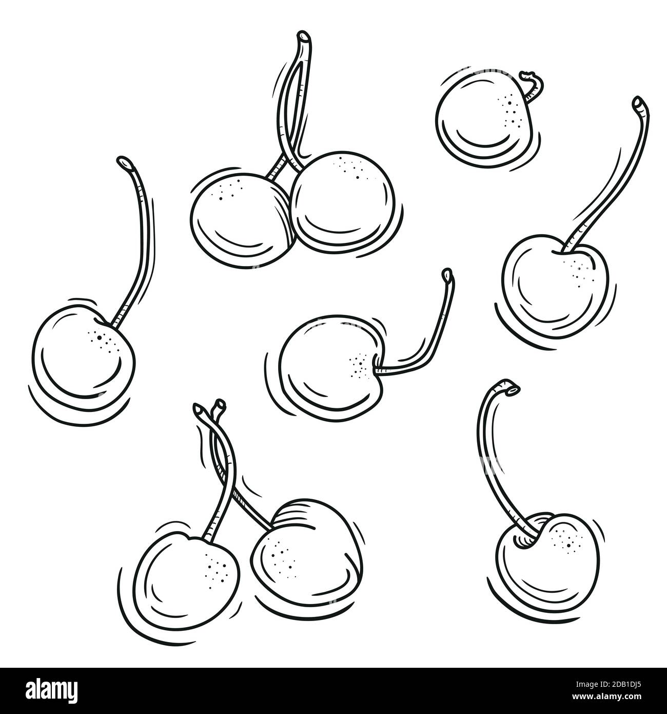 vektor-Illustration von Kirschbäumen im Doodle-Stil. Stock Vektor