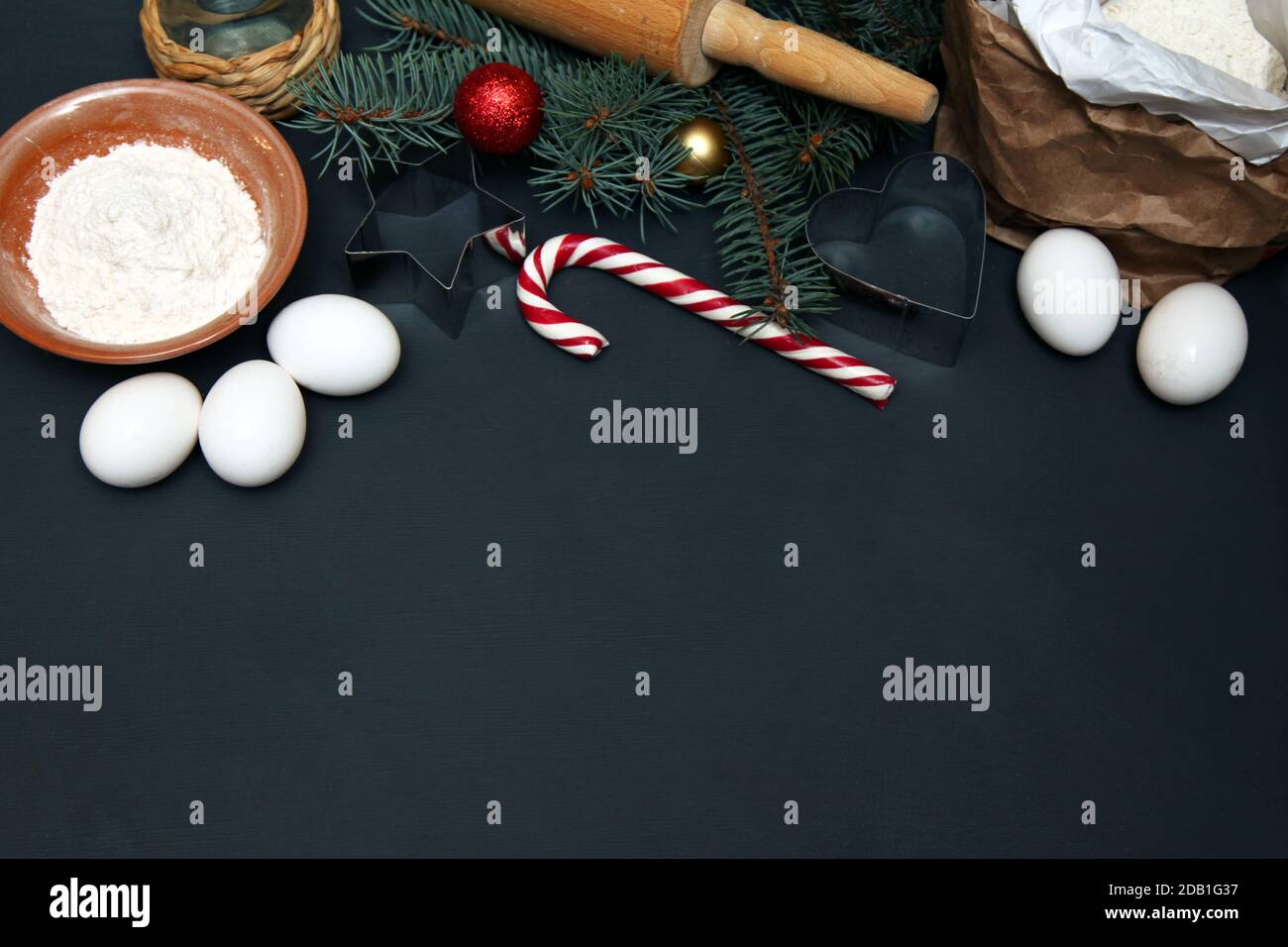 Backzutaten für Weihnachtsplätzchen Stockfoto
