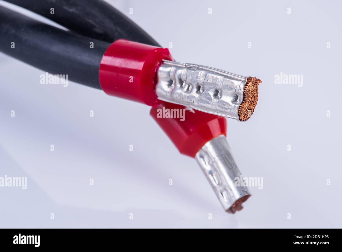 Nahaufnahme des elektrischen Kupferkabels Stockfoto