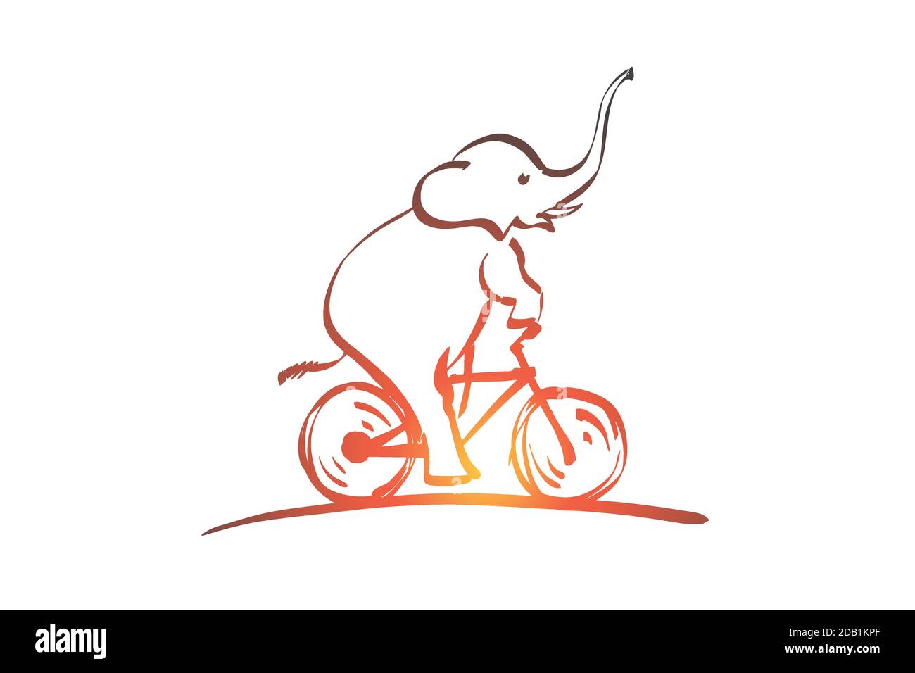 Handgezeichneter Elefant Reiten Fahrrad Stock-Vektorgrafik - Alamy