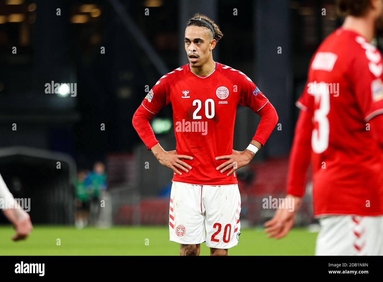 Kopenhagen, Dänemark. November 2020. Yussuf Yurary Poulsen (20) aus Dänemark beim Nations League Spiel zwischen Dänemark und Island am Spieltag 5 der Gruppe B in Parken, Kopenhagen. (Foto Kredit: Gonzales Foto/Alamy Live News Stockfoto