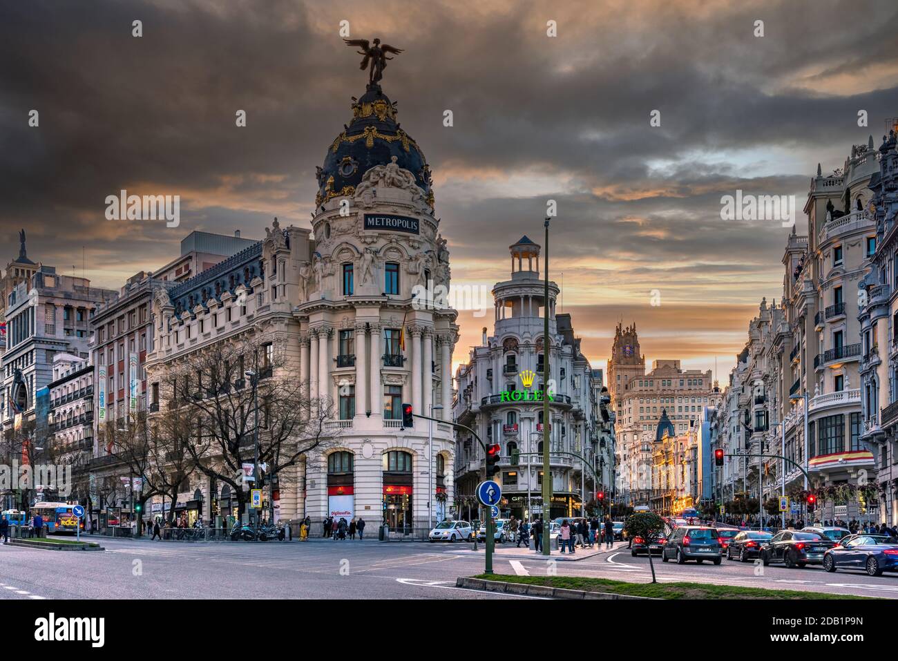 Metropolis Gebäude oder Edificio Metropolis, Madrid, Gemeinschaft von Madrid, Spanien Stockfoto