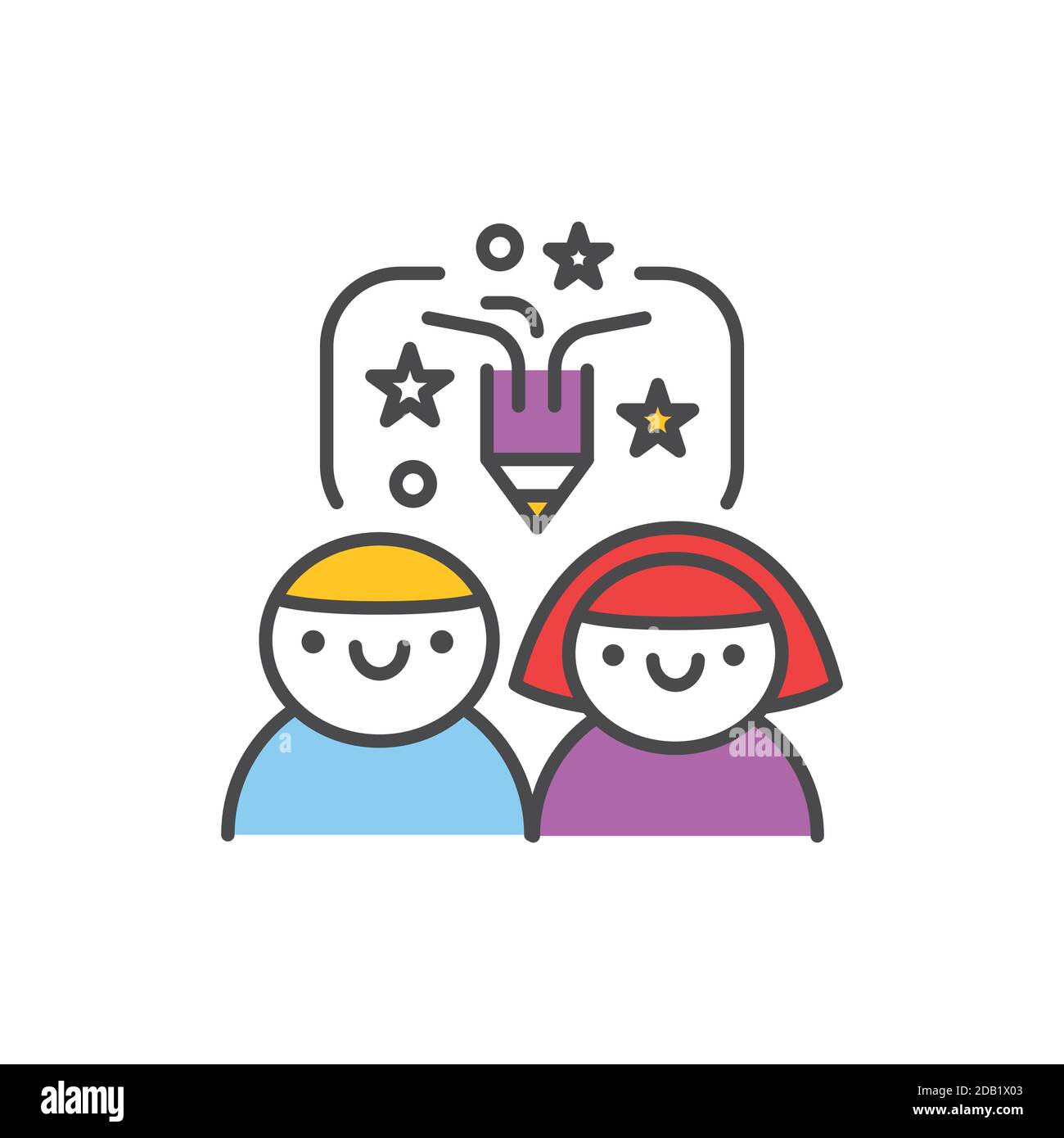 Creative Kinder Studio Farblinie Symbol. Piktogramm für Webseite, mobile App, Promo. Stock Vektor