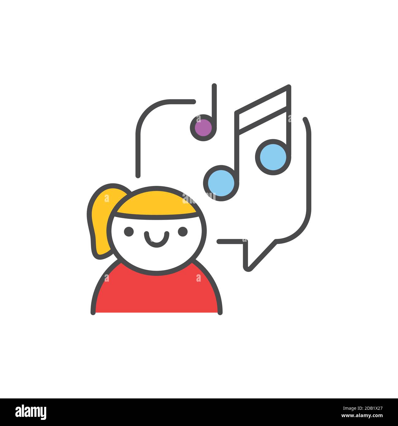 Symbol für die Farblinie der Kindermusikschule. Piktogramm für Webseite, mobile App, Promo. Stock Vektor