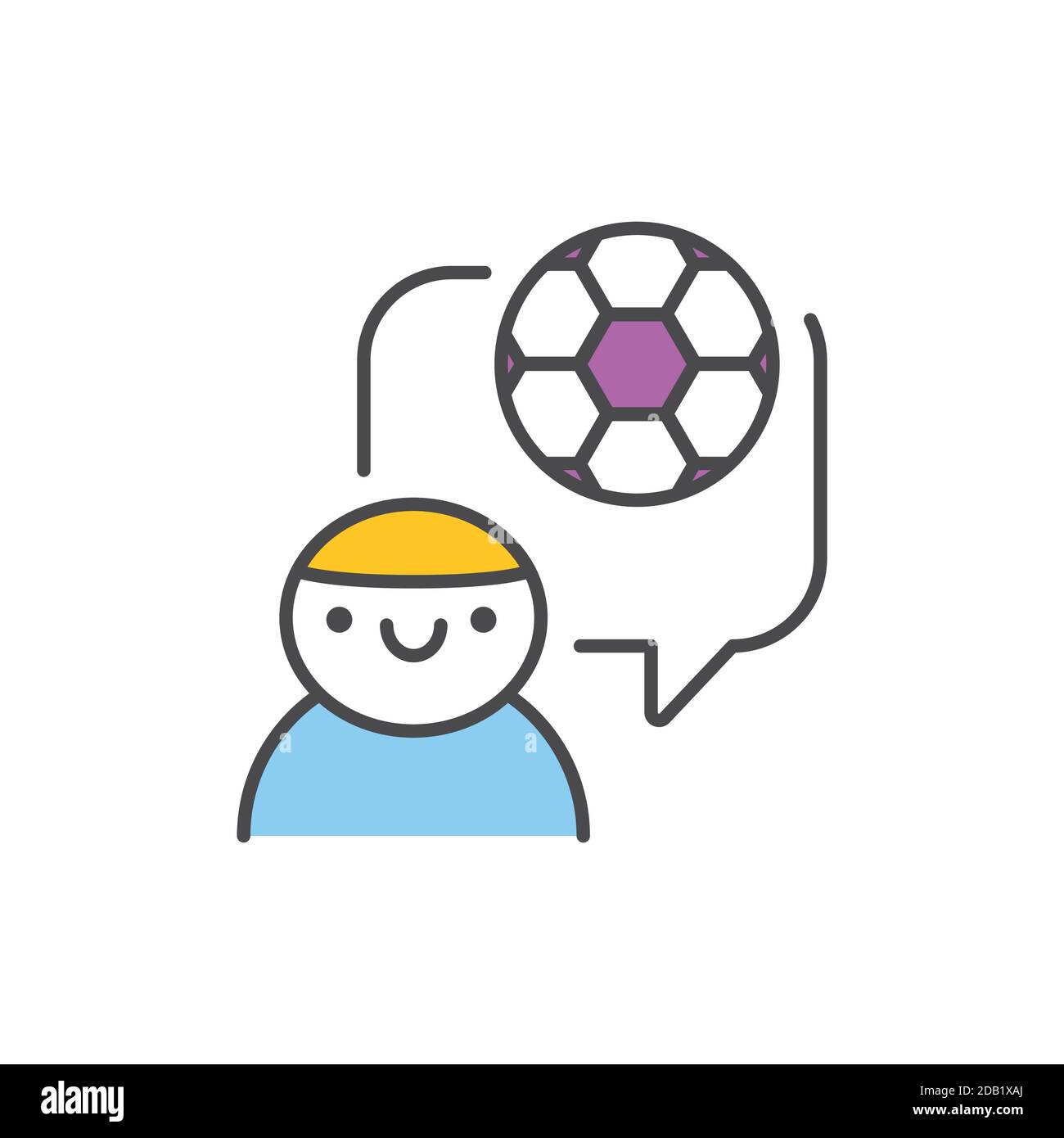 Kinder Fußball Schule Farbe Linie Symbol. Piktogramm für Webseite, mobile App, Promo. Stock Vektor