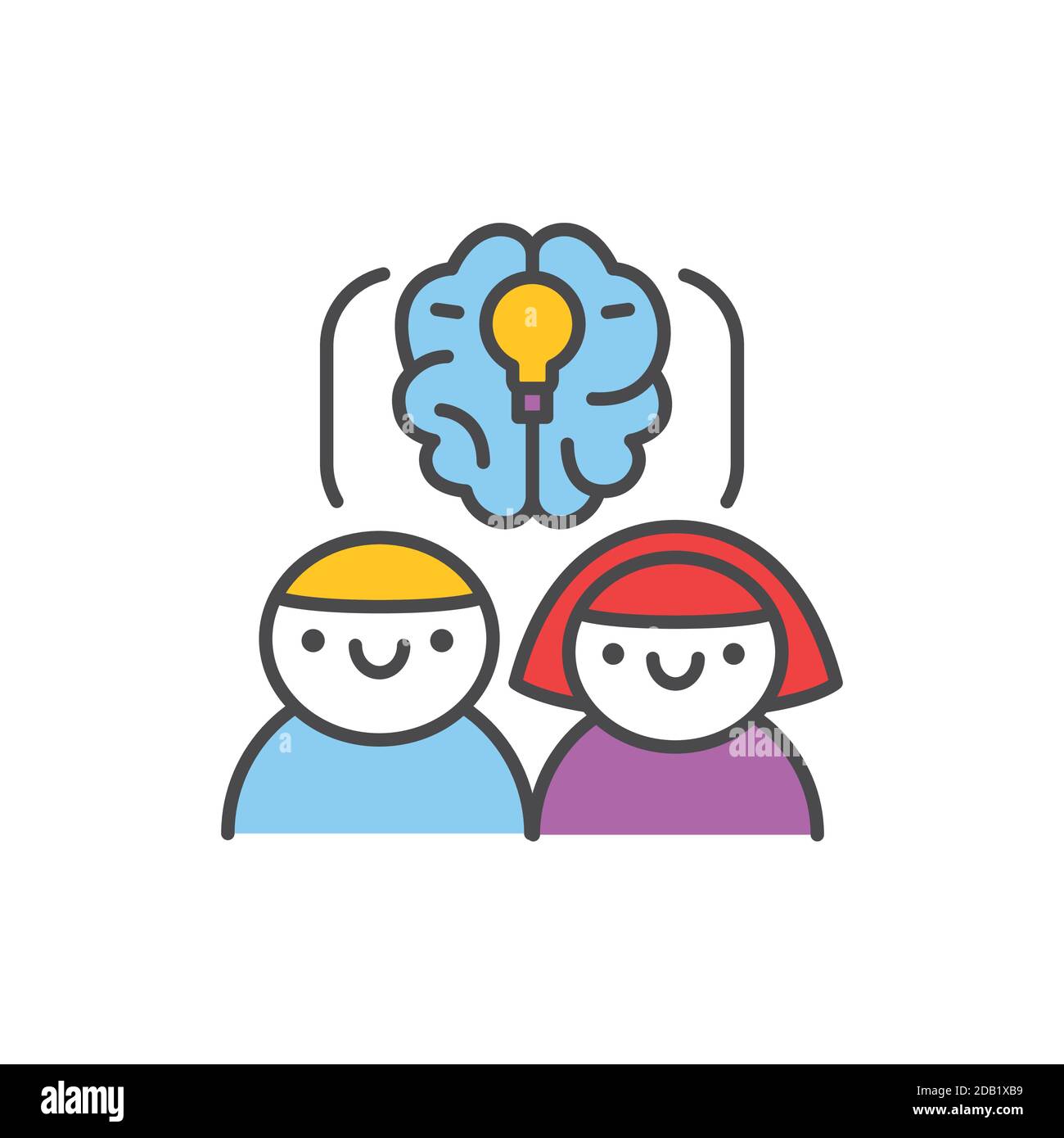 Kinder kreative Studio Farbe Linie Symbol. Piktogramm für Webseite, mobile App, Promo. Stock Vektor