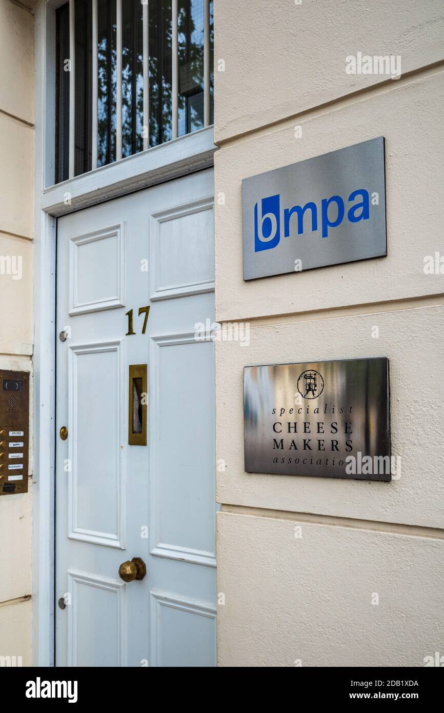 Büros der British Meat Producers Association BMPA und der Specialist Cheesemakers Association SCA bei 17 Clerkenwell Green, Farringdon, London. Stockfoto