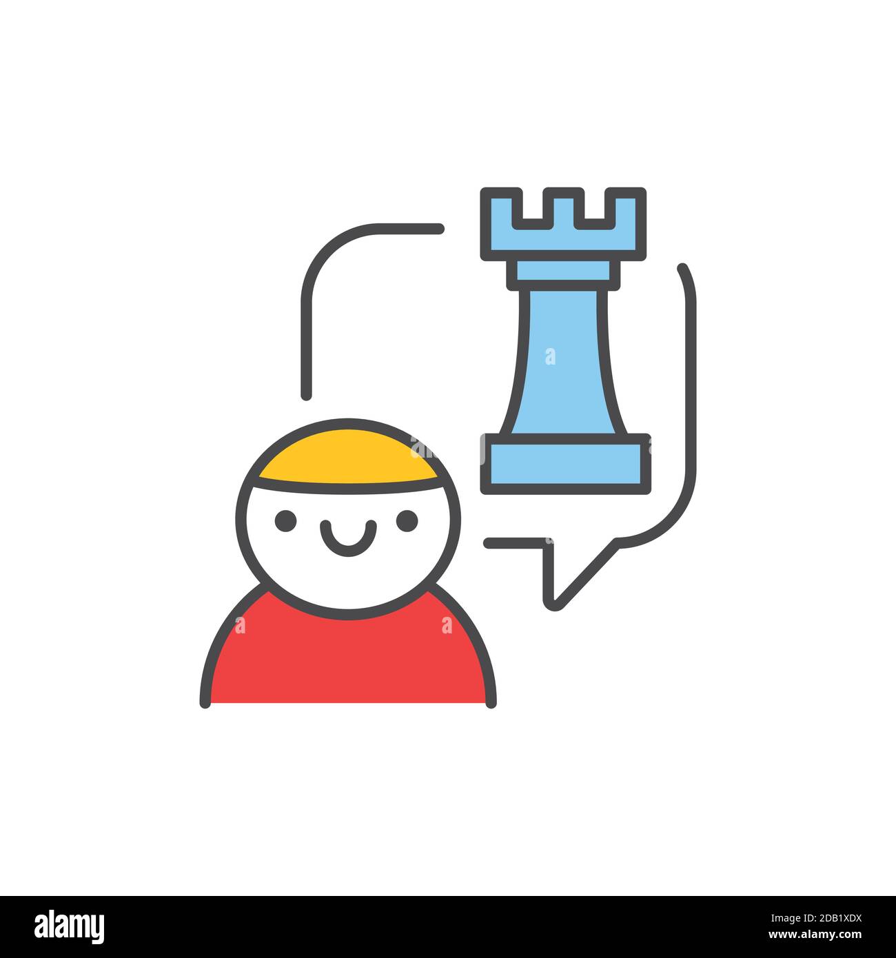 Kinderschachstudio Farbe Linie Symbol. Piktogramm für Webseite, mobile App, Promo. Stock Vektor