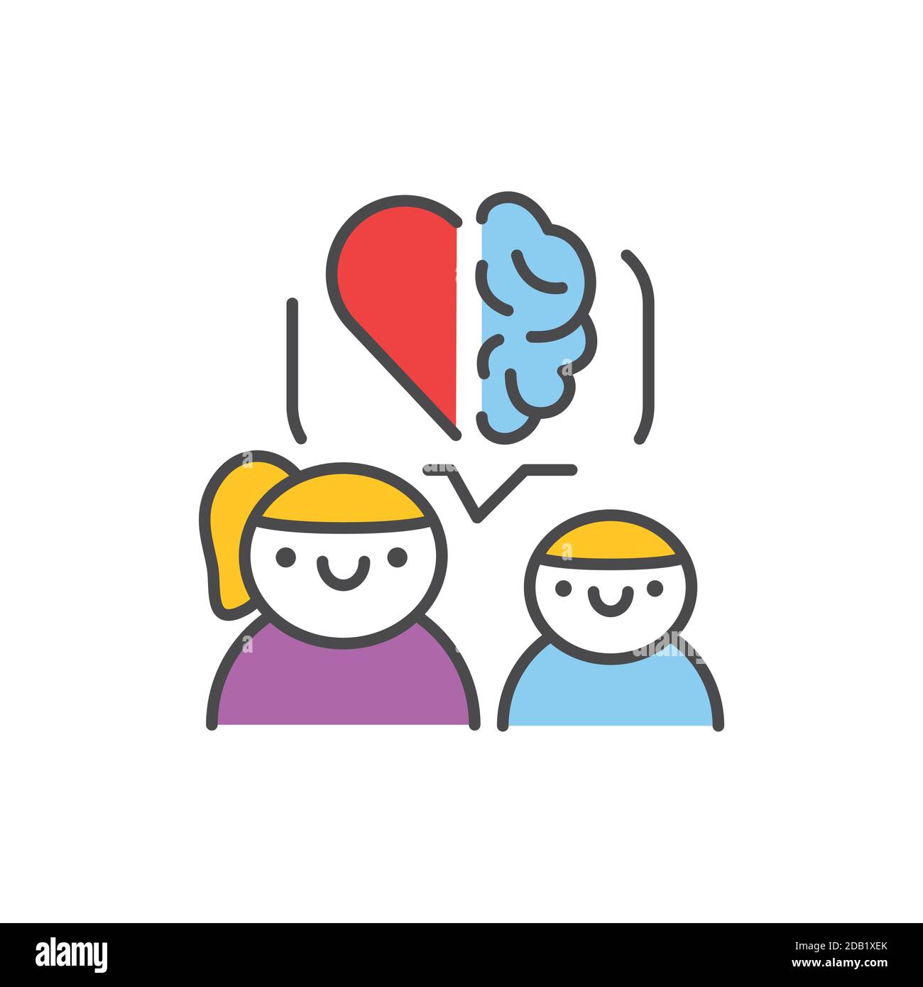 Entwicklung der emotionalen Intelligenz bei Kindern Farbe Linie Symbol. Piktogramm für Webseite, mobile App, Promo. Stock Vektor