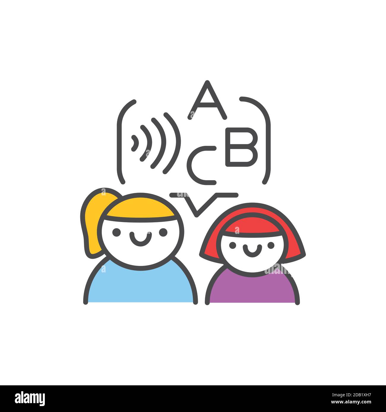 Kurse mit Farbliniensymbol für Logopädie. Piktogramm für Webseite, mobile App, Promo. Stock Vektor