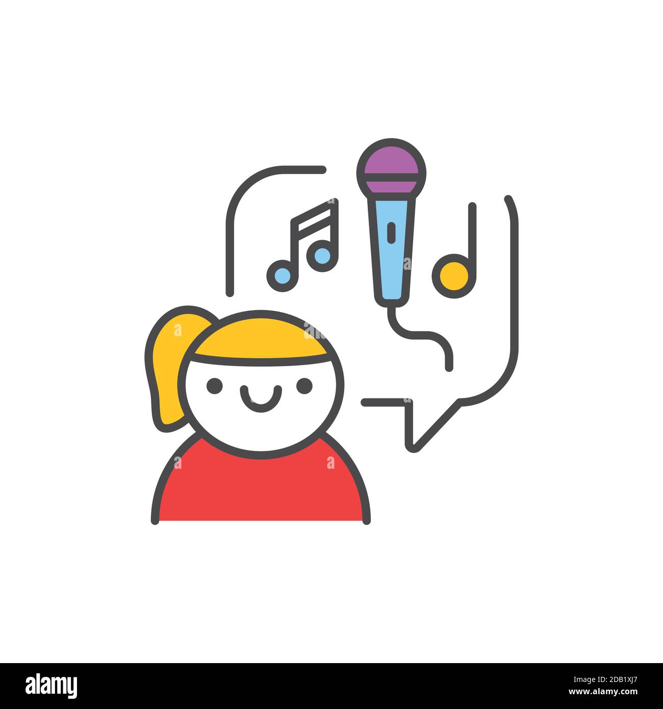 Singing Schule Farbe Linie Symbol. Piktogramm für Webseite, mobile App, Promo. Stock Vektor