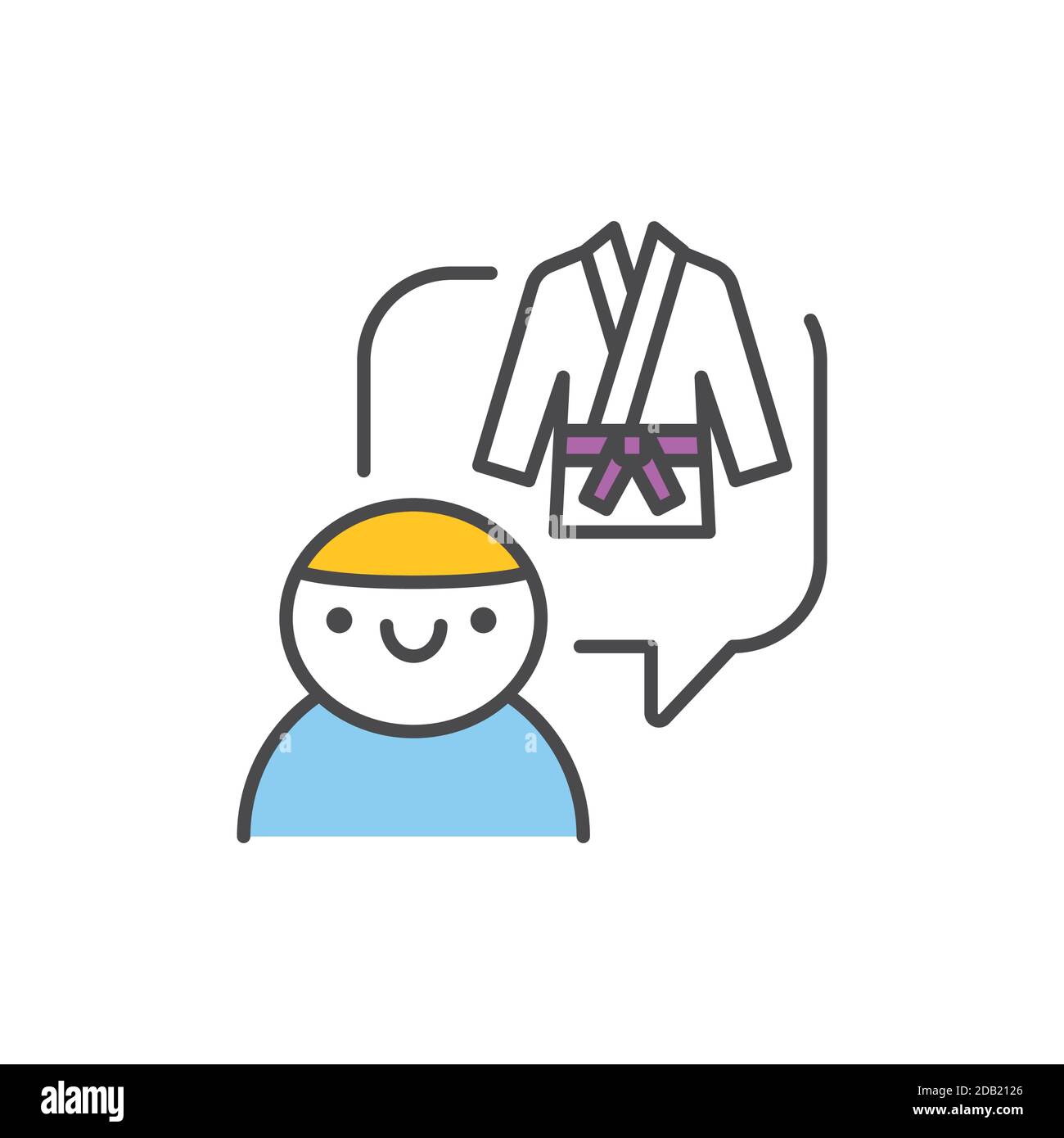 Kinder Aikido Schule Farbe Linie Symbol. Piktogramm für Webseite, mobile App, Promo. Stock Vektor