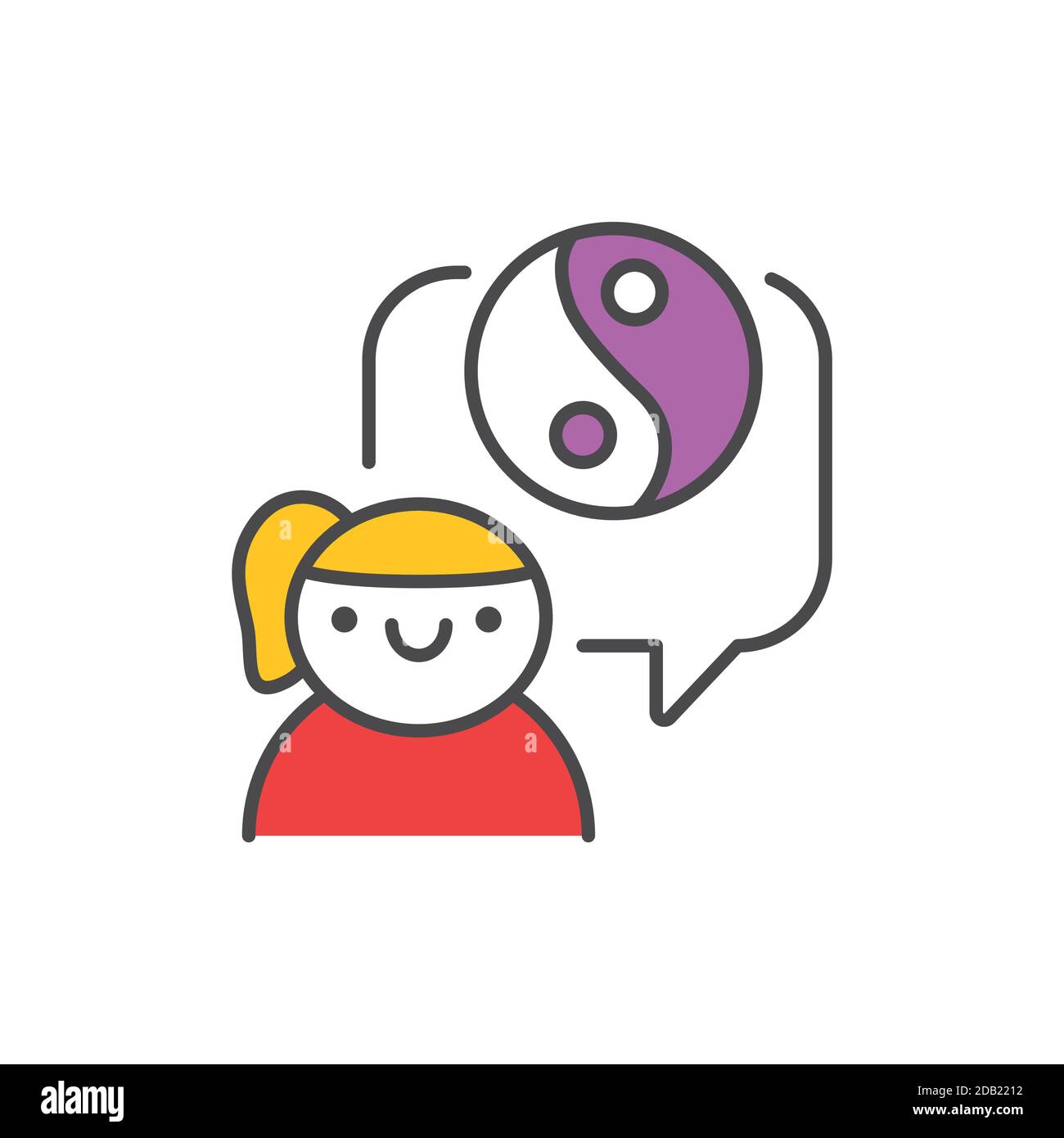 Symbol für die Farblinie der Kinderpsychologie. Piktogramm für Webseite, mobile App, Promo. Stock Vektor