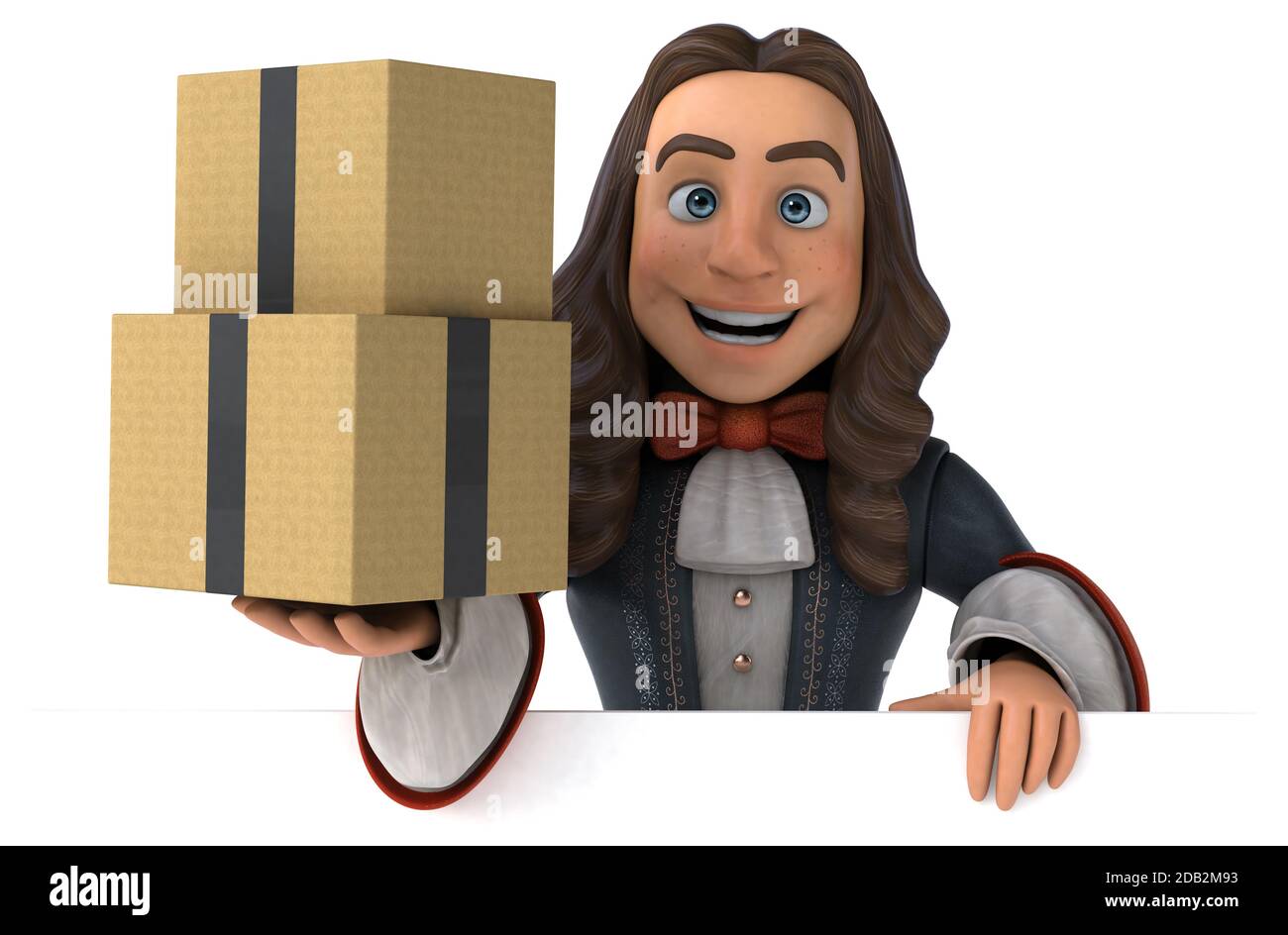 3D-Illustration eines Cartoon-Mannes in historischem, barounischem Kostüm Stockfoto
