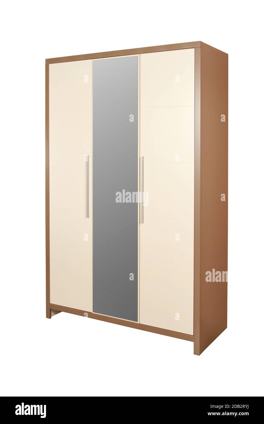 Eine vertikale Aufnahme einer Garderobe auf weißem Hintergrund isoliert Stockfoto