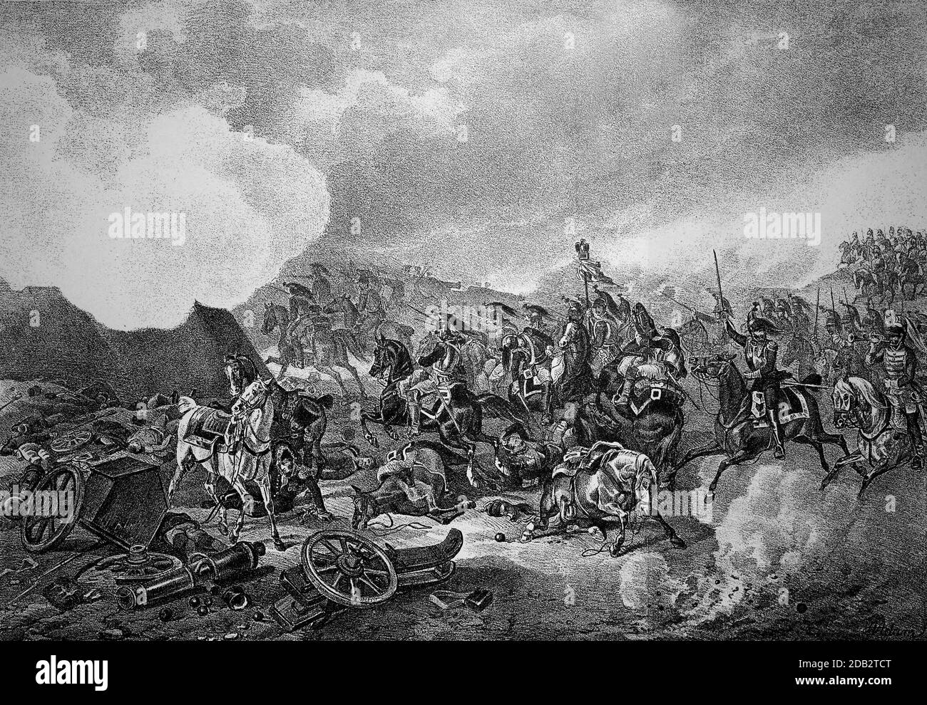 Schlacht von Borodino, Schlacht von Moschaisk, Schlacht von Moskwa, war eine Schlacht der napoleonischen russischen Kampagne. Am 7. September 1812 führte die französische Grande Armee unter Napoleon und die russische Armee unter General Kutusow eine der blutigsten Schlachten des 19. Jahrhunderts bei Borodino. Hier das Stormen des großen Zweifels / Schlacht bei Borodino, Schlacht bei Moschaisk, Schlacht an der Moskwa, war eine Schlacht des napoleonischen Russlandfeldzuges. Am 7. September 1812 liefern sich bei Borodino die von Napoleon geführte französische Grande Armee und die russische Armee unter General Kutusow e Stockfoto