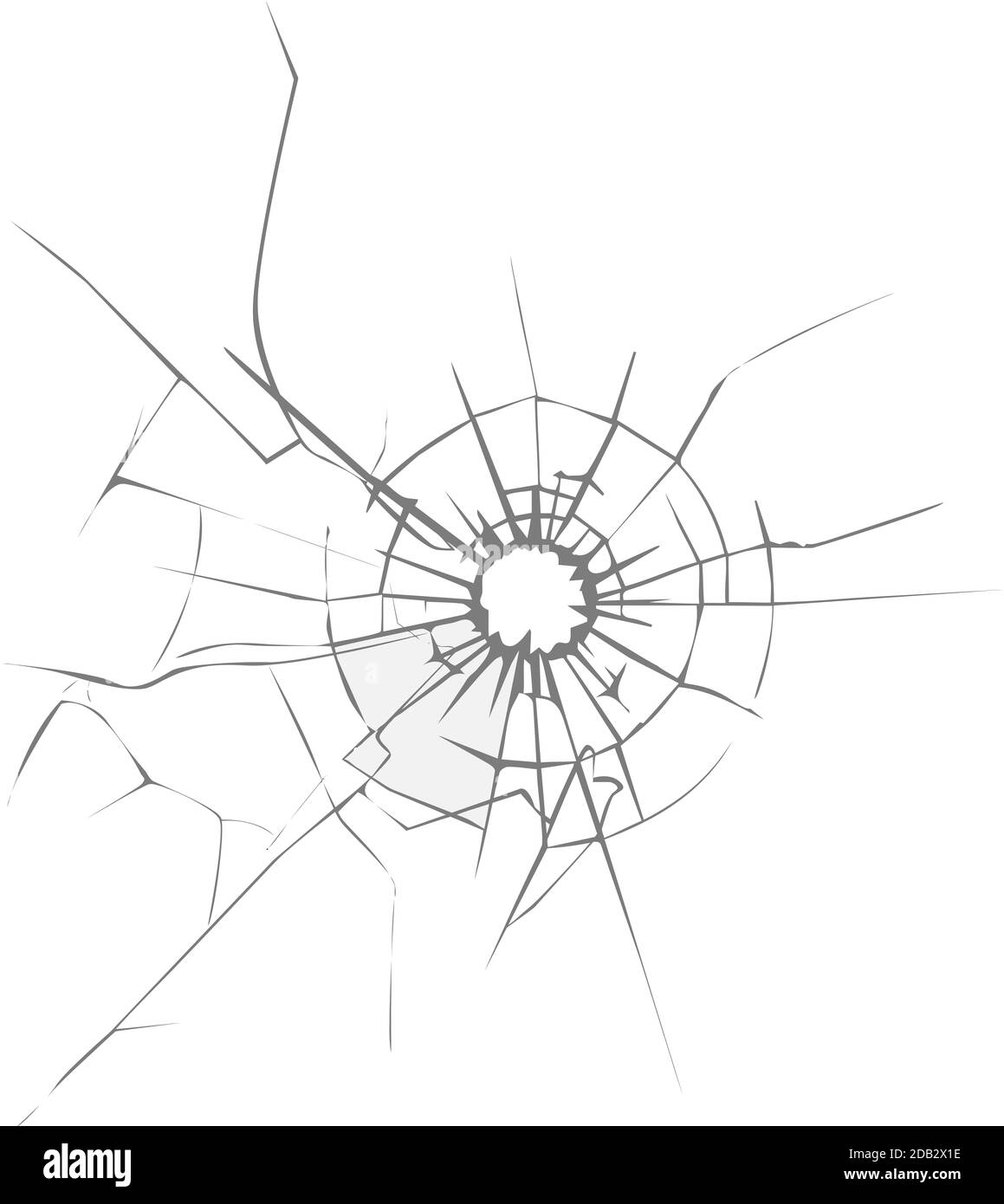 Gerissene Glasschussbeschädigung beschädigte Abbildung des Lochs gebrochen Stockfoto