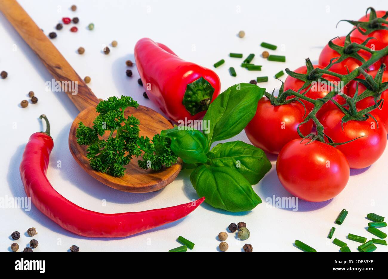 Gemüse und frische Kräuter Stockfoto