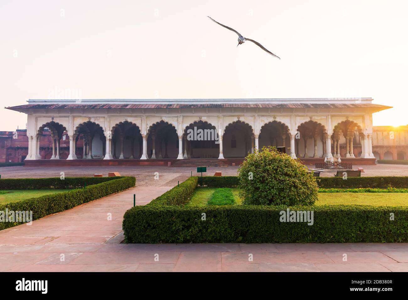 Agra Fort von Indien, Hall des öffentlichen Publikums genannt Diwan-i-Aam. Stockfoto