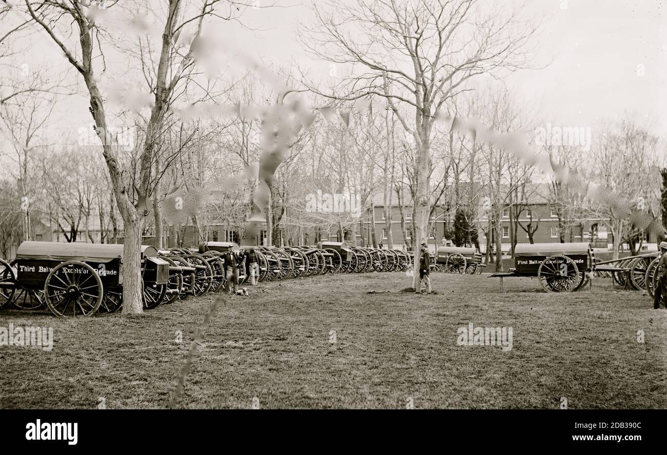 Washington, District of Columbia. Park der Artillerie (Excelsior Brigade) im Washington Arsenal. Stockfoto