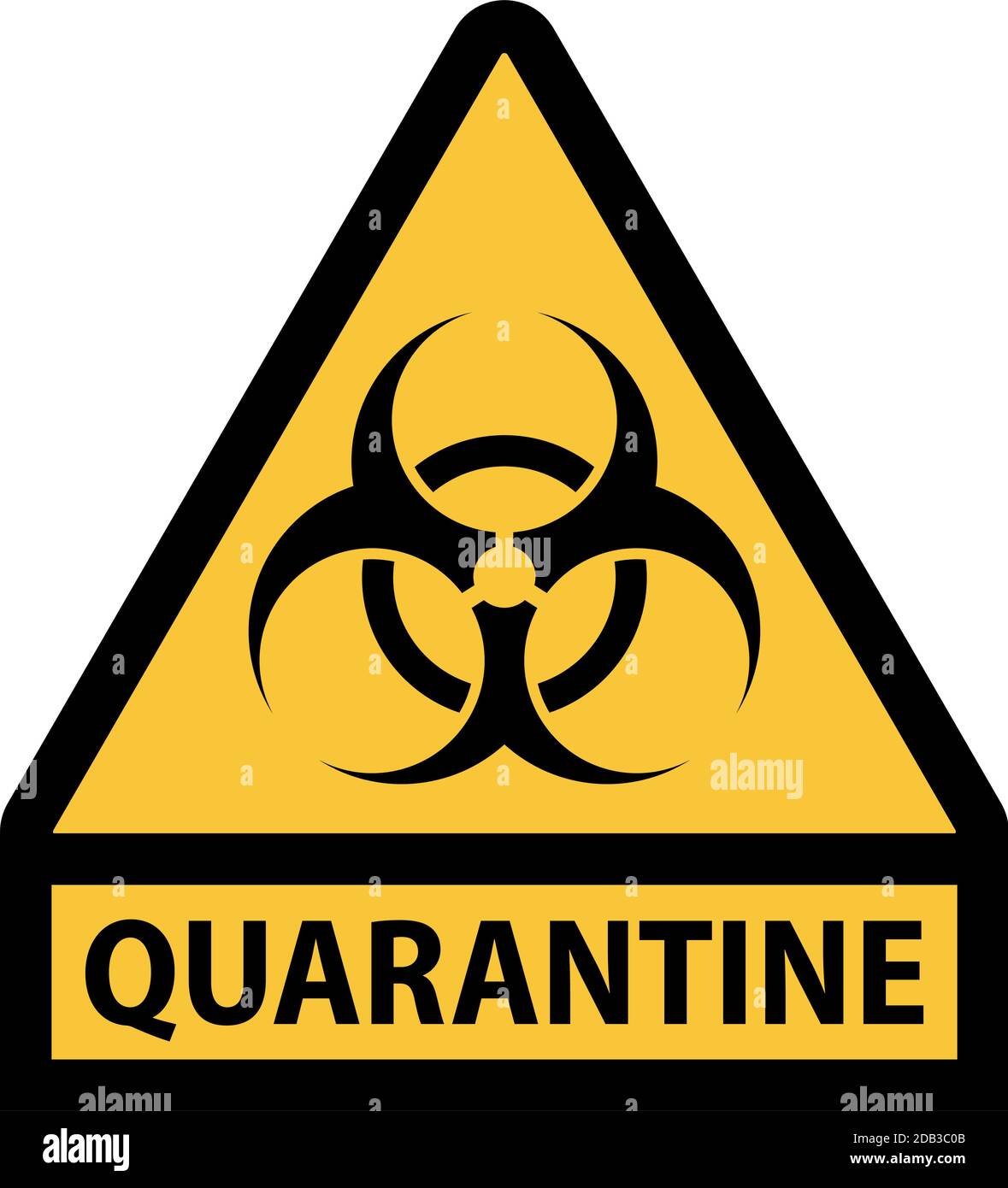 Quarantäne Biohazard Warnschild mit dreieckiger Form gelbe Farbe und Schwarzer Rahmen Stock Vektor
