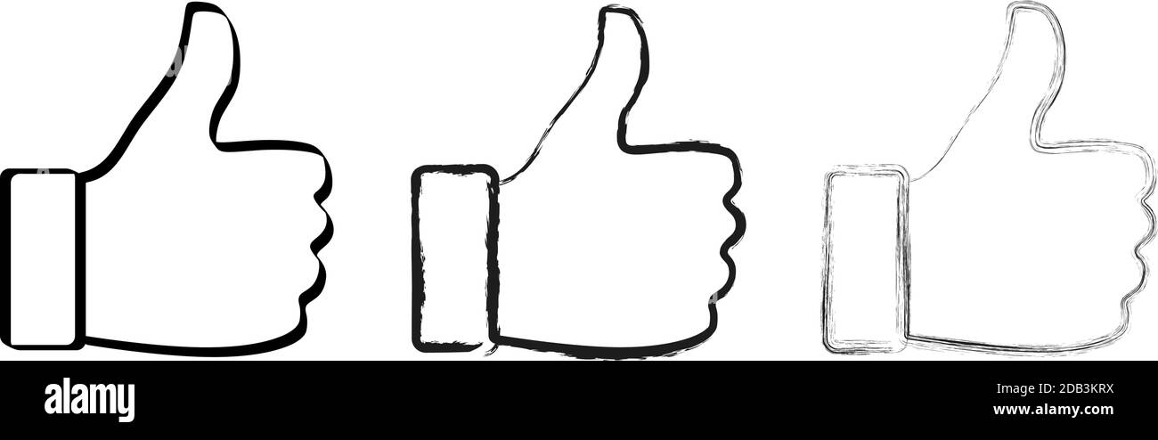 Verschiedene wie Daumen Symbole Pinsel und Kreide Pinselstrich Umrisssymbole vektorgrafik Stock Vektor