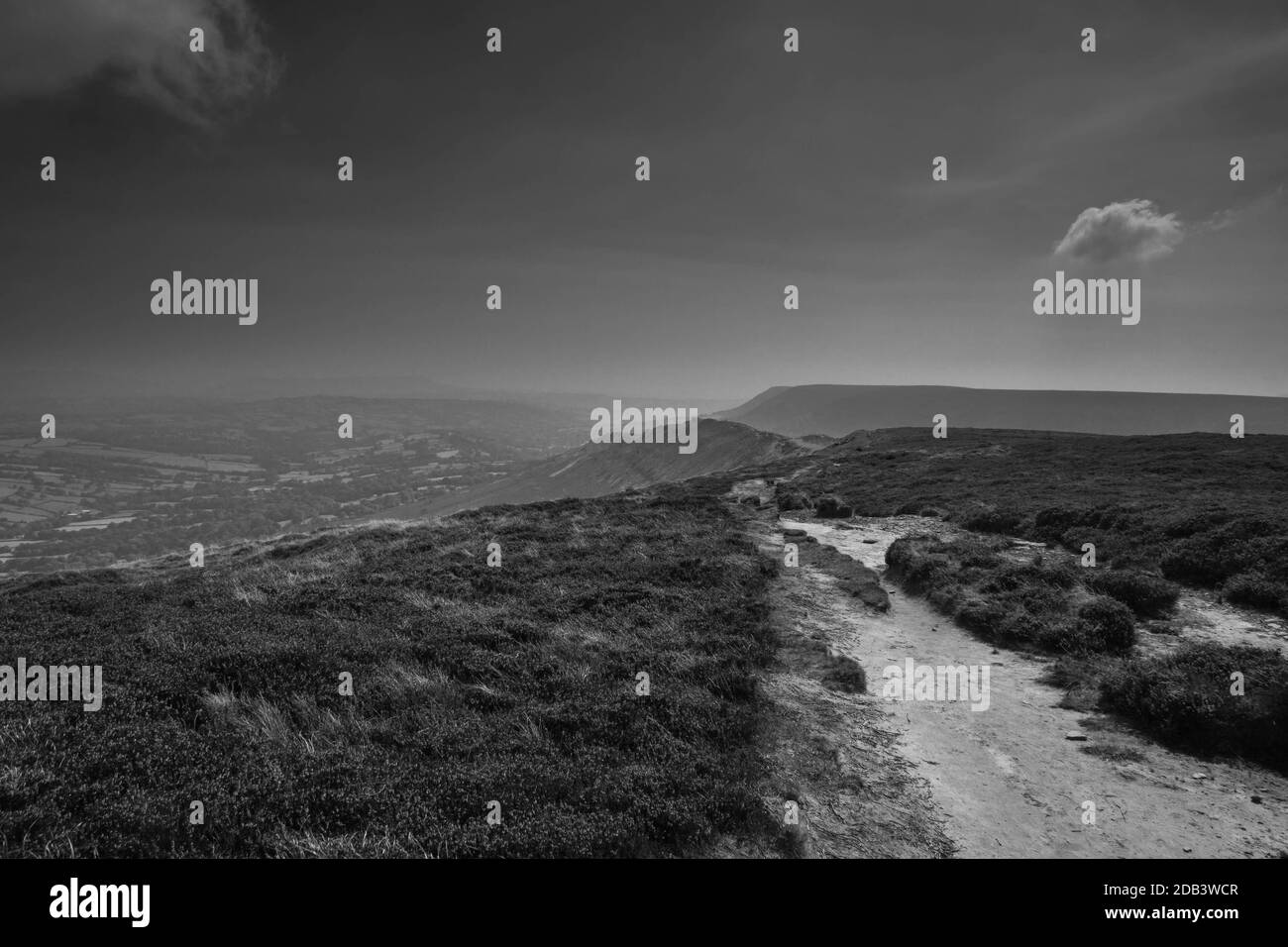 Blick entlang Black Hill auch bekannt als Cats Back towards Llanveynoe, Herefordshire UK. September 2020. Stockfoto