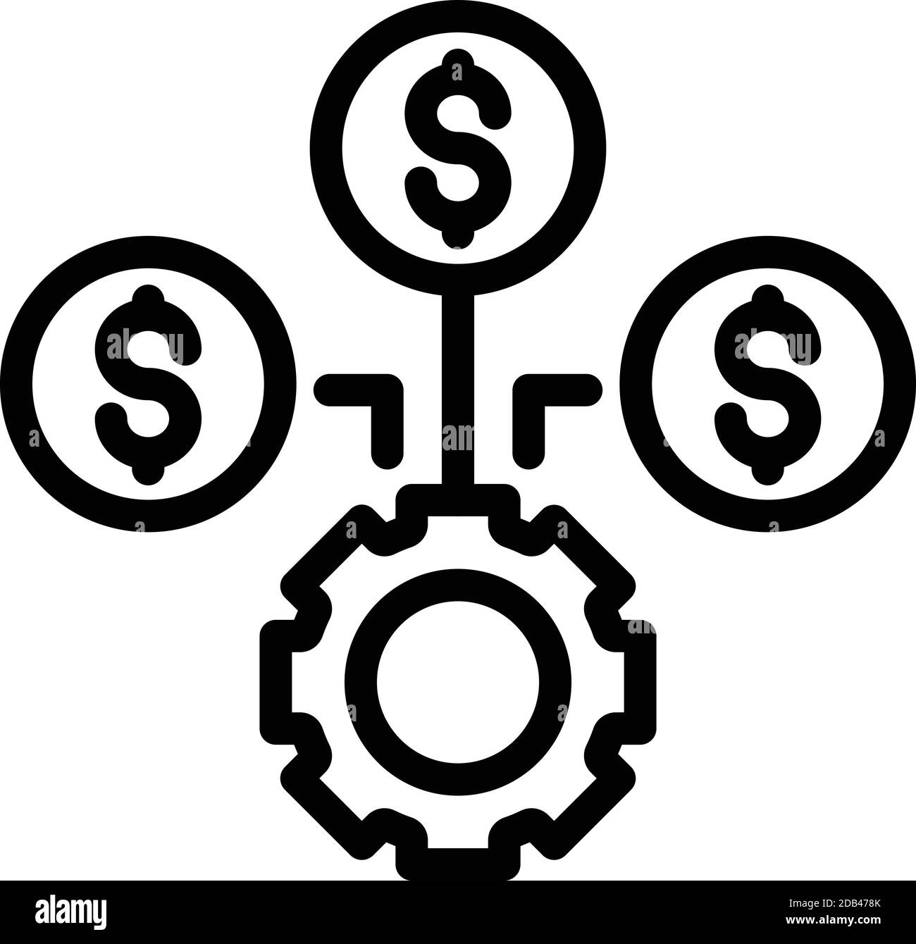 Symbol „Gelddividende“. Skizzieren Sie Geld Dividende Vektor-Symbol für Web-Design isoliert auf weißem Hintergrund Stock Vektor