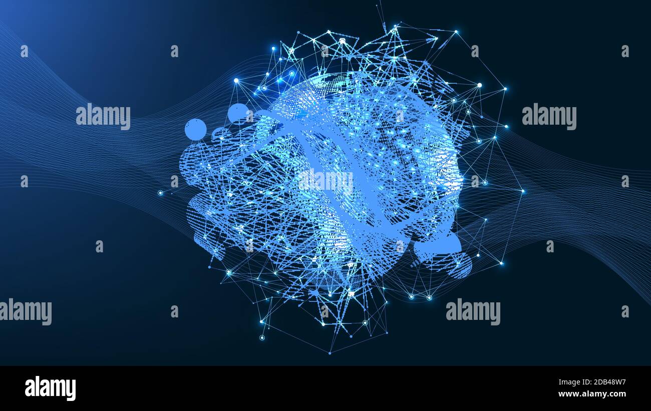 Globales Netzwerk Verbindung Konzept. Grosse Daten Visualisierung. Soziales Netzwerk Kommunikation in der globalen Computernetze. Internet Technologie. Geschäft Stock Vektor
